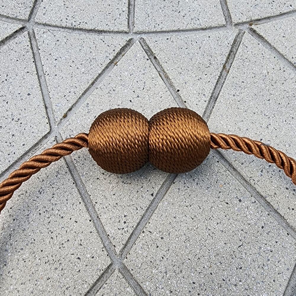 Magnetic Brown or Silver Spherical Braided Rope Curtain Tiebacks - Picture 7 of 11